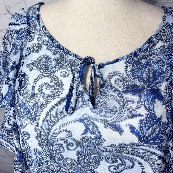 👗Like New |•ALYX•| White Blue Paisley Dress Size 18W - Picture 5 of 12